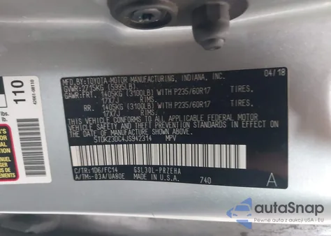 2018 Toyota Sienna Le 8 Passenger из США, поврежденный, VIN 5TDKZ3DC4JS942314